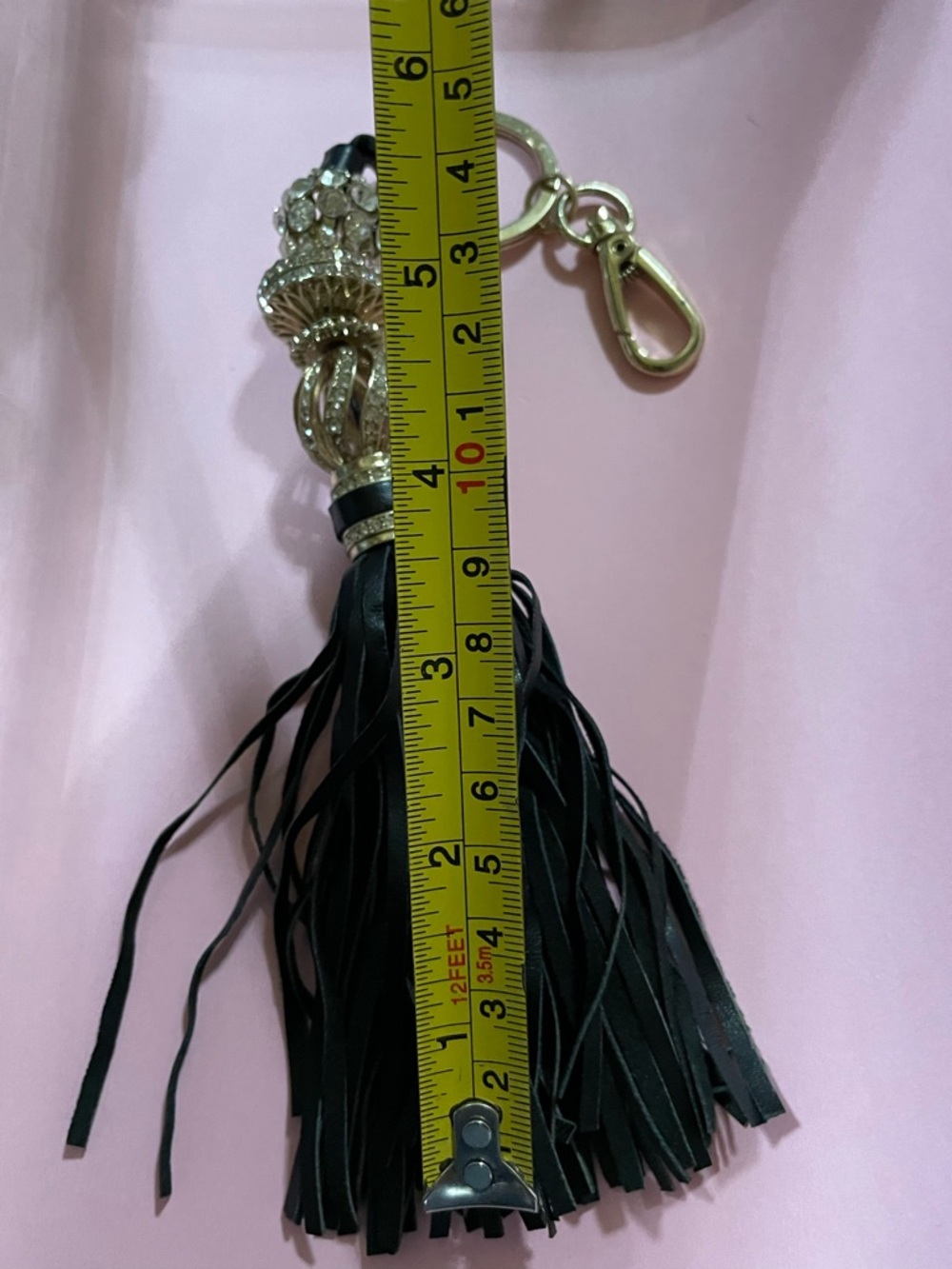 Long Leather Rhinestone Key Ring #9386 - Picture 3 of 4